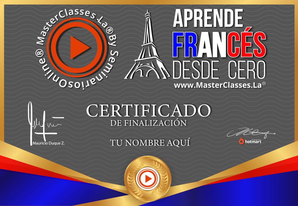 CERTIFICADO de Frances, Curso online de frances, aprende el idioma frances