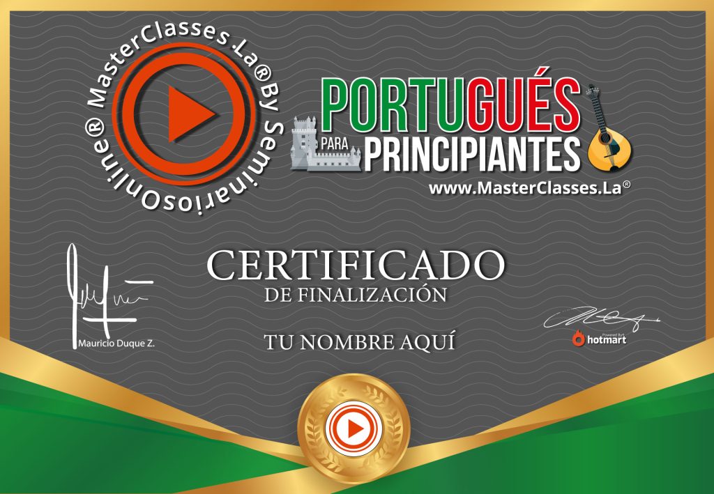 Certificado Curso Online de Portugues desde Cero, Aprende el idioma portugues